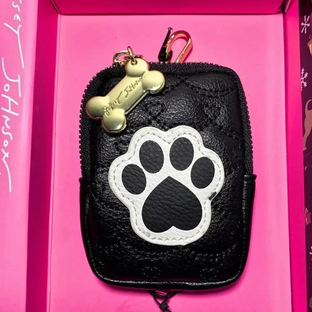 Betsey Johnson The Pet Set Black Crossbody Bag, Dog Collar Tag & Keychain Pouch